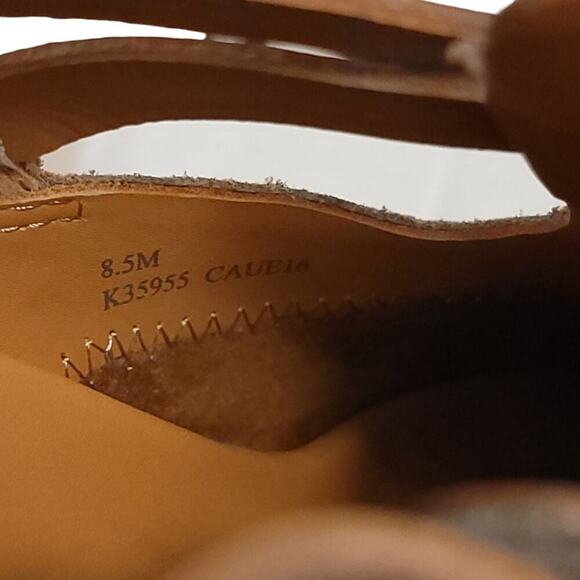 Kork-ease Stina Boots Leather Strappy Heeled Booties Taupe Beige Cutout Fall - Picture 11 of 13